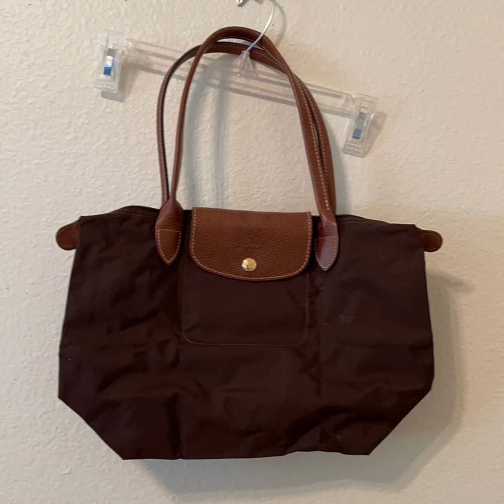 Longchamp le pliage chocolate brown small tote